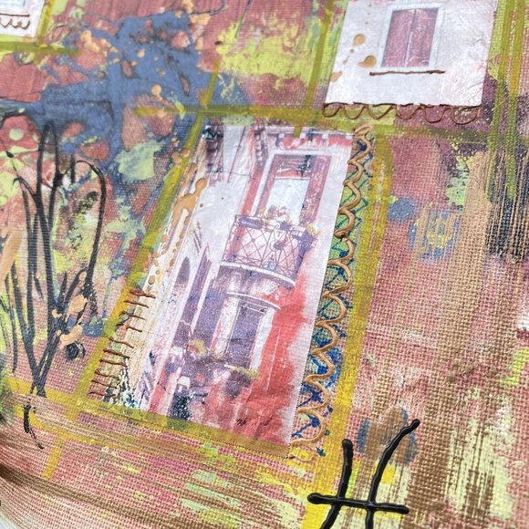 Summer Terrace - Original Art Mixed Media Painting Frame Ready Artwork 11”x14” - Picture 7 of 10